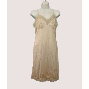 Vintage Figurfit Full Slip Womens 32 Beige Lace Anti Cling Adj Straps